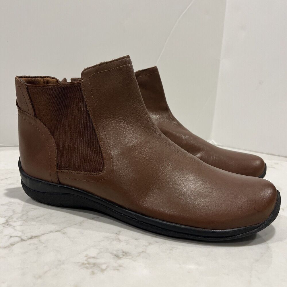 David Tate Womens 10.5 M Brown Leather Booties Shoes Pull On Ankle Chelsea‎